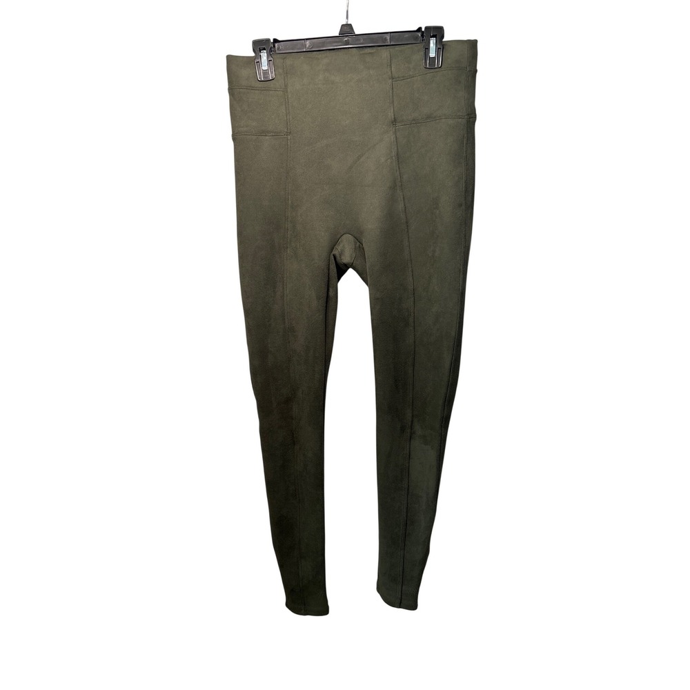 Spanx Faux Suede Leggings Olive Green‎ High Rise Slimming Pants Large L 20204R